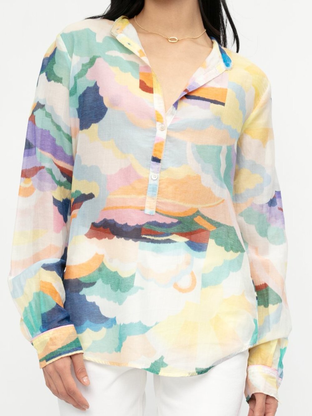 FORTE FORTE Serafino Shirt in Abstract Colorful Pattern